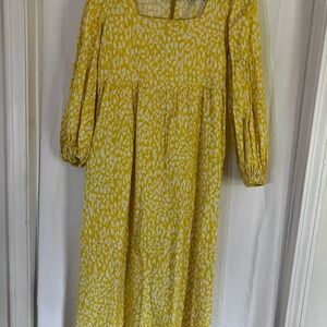 Who What Wear Yellow and White Patterned Dress